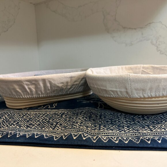 NEW Sourdough Natural Rattan Bread Proofing Basket Set of 2 Round & Oval Scraper - Picture 6 of 7